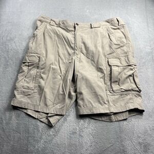 Duluth Trading Shorts Mens 2XL Beige Flex Dry on the Fly Cargo Workwear 11 Inch